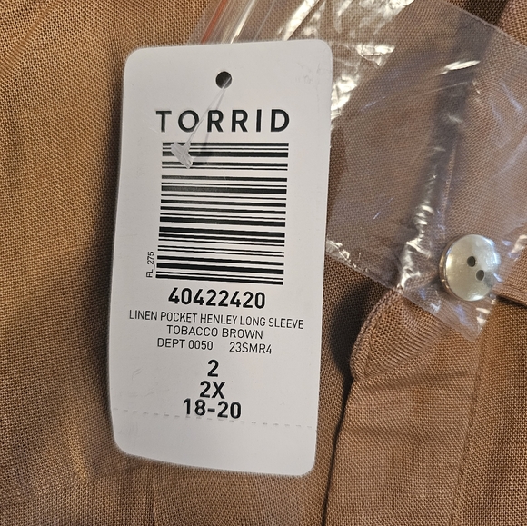 Torrid NWT XL Henley Long Sleeve Linen Shirt - Picture 3 of 5